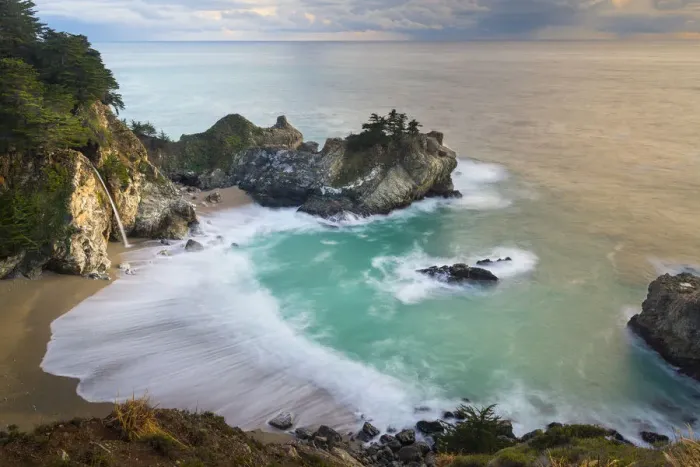 Framed Print : Cove at McWay Falls at sunset, Julia Pfeiffer Park, Big Sur Framed Print : Cove at McWay Falls at sunset, Julia Pfeiffer Park, Big Sur