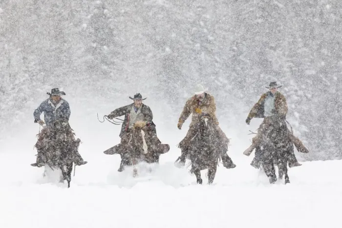 Framed Print : Cowboys during winter roundup, Kalispell, Montana Framed Print : Cowboys during winter roundup, Kalispell, Montana