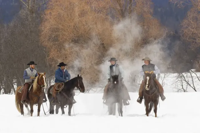 Framed Print : Cowboys during winter roundup, Kalispell, Montana Framed Print : Cowboys during winter roundup, Kalispell, Montana