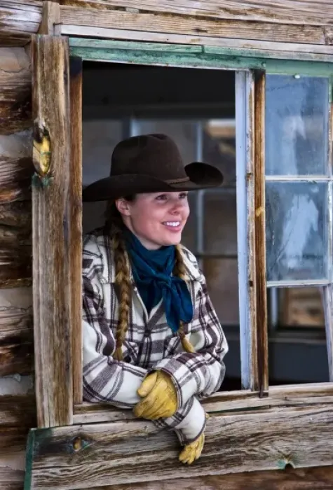 Framed Print : Cowgirl hanging out around the bunk house on The Hideout Ranch in Shell Wyoming Framed Print : Cowgirl hanging out around the bunk house on The Hideout Ranch in Shell Wyoming