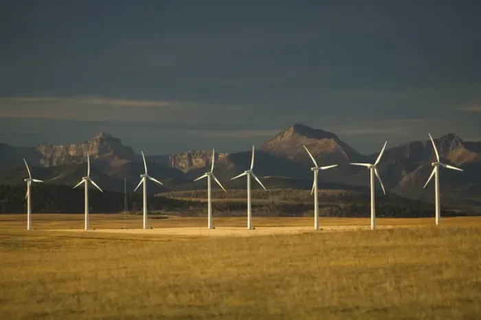 Framed Print : 02. Canada, Alberta, Crowsnest Pass Area: Cowley Ridge Wind Farm Landscape