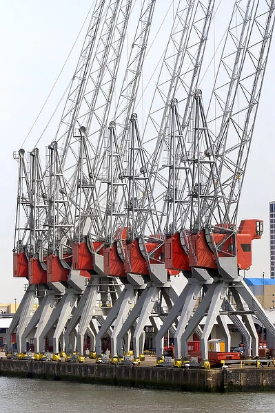 Cranes used for loading and unloading containers at the Port of Rotterdam, Netherlands