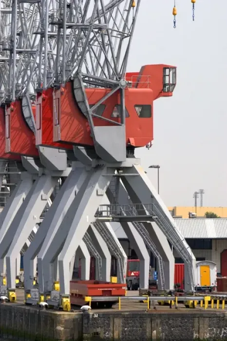 Framed Print : Cranes used for loading and unloading containers at the Port of Rotterdam, Netherlands