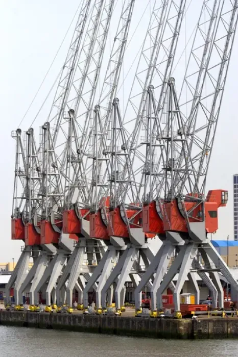 Framed Print : Cranes used for loading and unloading containers at the Port of Rotterdam, Netherlands