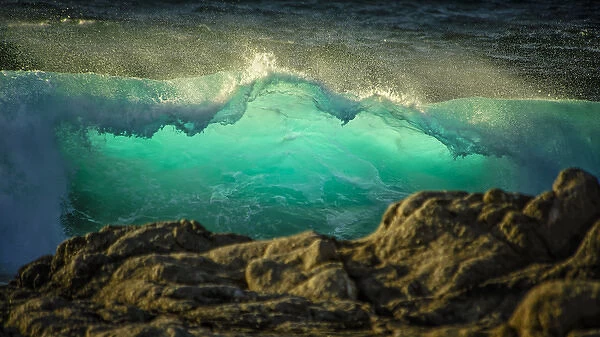 Crashing Pacific Ocean Waves-green translucent