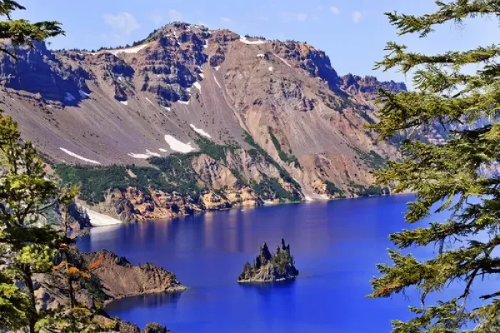 Framed Print : Crater Lake Reflection, Phantom Ship Island, Blue Sky Oregon Pacific Northwest Framed Print : Crater Lake Reflection, Phantom Ship Island, Blue Sky Oregon Pacific Northwest