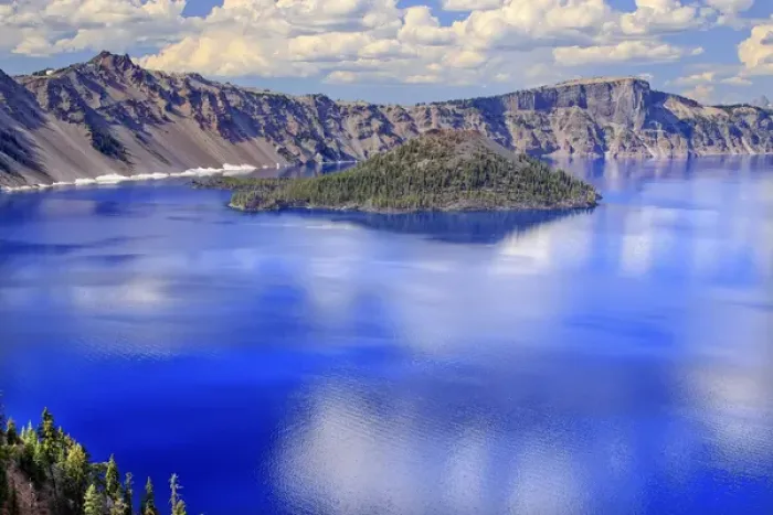 Framed Print : Crater Lake Reflection Wizard Island, Clouds Blue Sky Oregon Pacific Northwest Framed Print : Crater Lake Reflection Wizard Island, Clouds Blue Sky Oregon Pacific Northwest