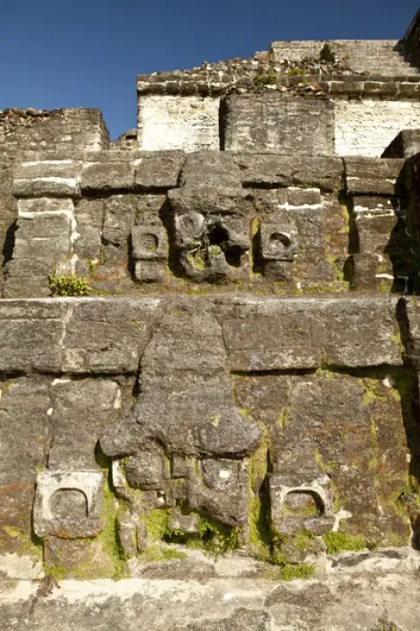 Framed Print : Craving on side of ruin. Located 30 miles from Belize City, Altun Ha is a Mayan site Framed Print : Craving on side of ruin. Located 30 miles from Belize City, Altun Ha is a Mayan site