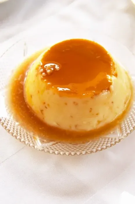 Framed Print : Creme caramel type of pudding with caramel sauce. Berat lower town. Albania, Balkan, Europe Framed Print : Creme caramel type of pudding with caramel sauce. Berat lower town. Albania, Balkan, Europe