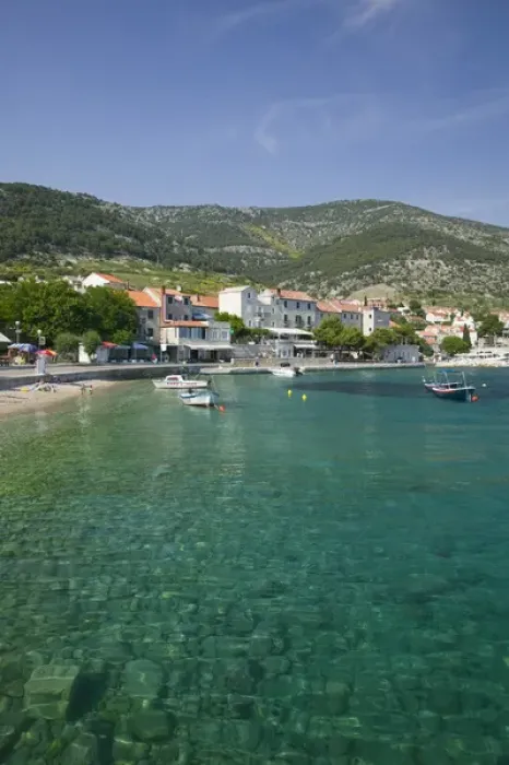 Framed Print : CROATIA-Central Dalmatia-BRAC ISLAND-BOL: BOL Town Harbor
