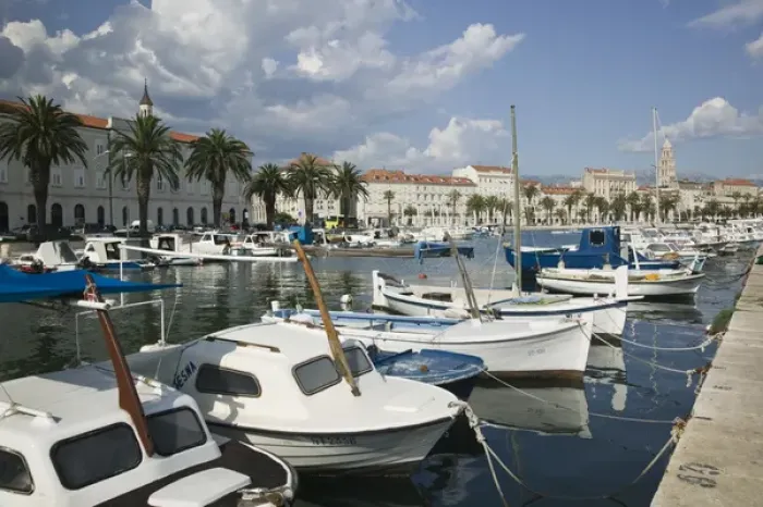 Framed Print : CROATIA, Central Dalmatia, SPLIT. City View  /  SPLIT harbor  /  Late Afternoon