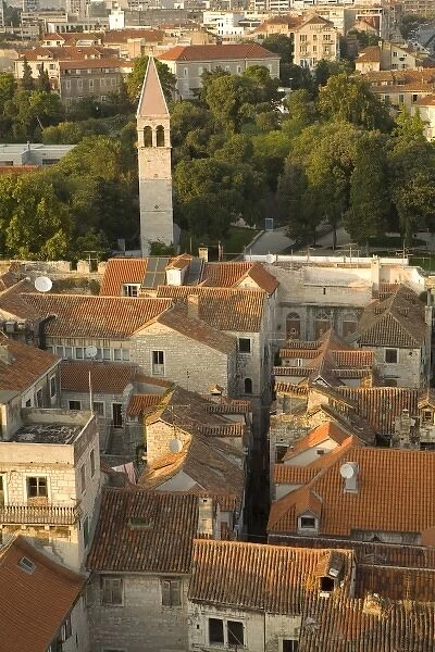Croatia, Dalmatia, Split. View of Split from top of Campanile (bell tower) of Cathedral of St