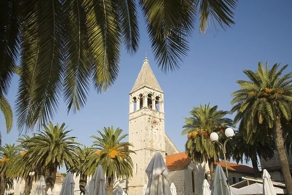 Croatia, Dalmatia, Trogir, a UNESCO World Heritage site. Bell tower of Church of St