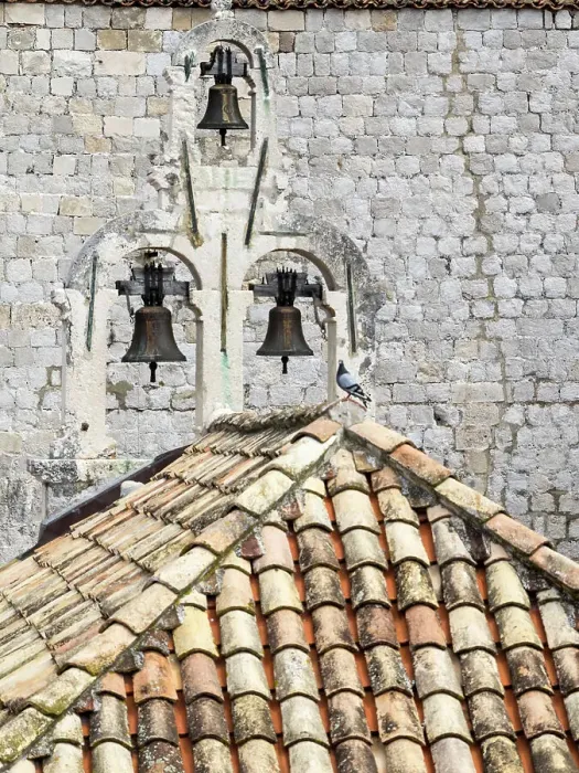 Framed Print : Croatia, Dubrovnik. Bell tower with three bells on top of the Church of Our Lady of Mt. Carmel Framed Print : Croatia, Dubrovnik. Bell tower with three bells on top of the Church of Our Lady of Mt. Carmel