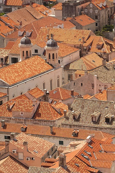 Croatia, Dubrovnik. Historic walled city and UNESCO World Heritage Site, red tile roofs