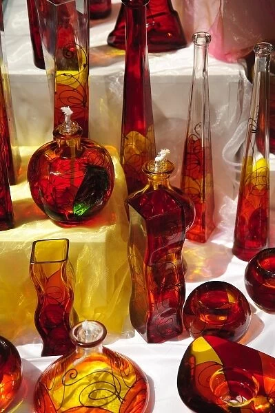 Croatia, Dubrovnik, Old Town, Sculpted glassware for sale in Dubrovniks public