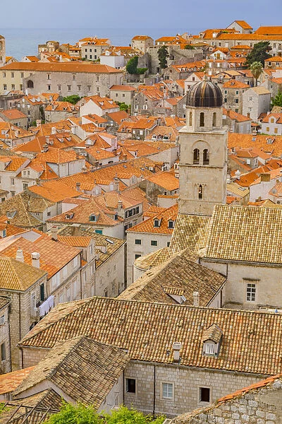 Croatia, Dubrovnik. Overview of city rooftops