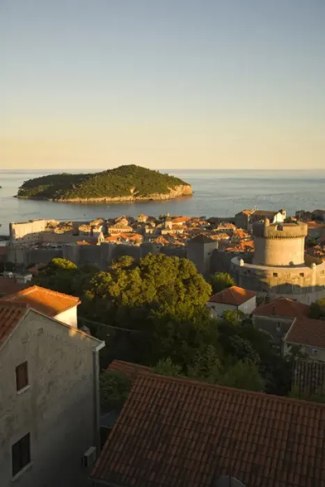 Framed Print : CROATIA, Dubrovnik. Overview of the Walled City of Dubrovnik