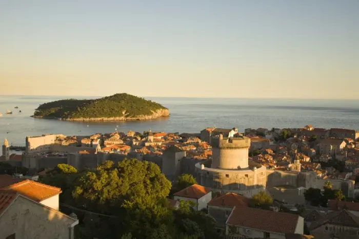 Framed Print : CROATIA, Dubrovnik. Overview of the Walled City of Dubrovnik