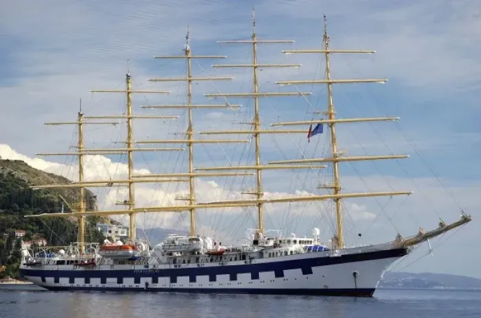 Framed Print : Croatia, Dubrovnik, Royal Clipper in harbor Framed Print : Croatia, Dubrovnik, Royal Clipper in harbor