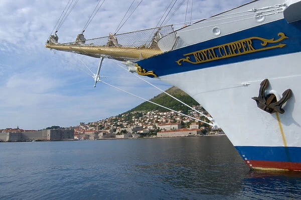 05. Croatia, Dubrovnik, Royal Clipper in harbor with view of Old Town 