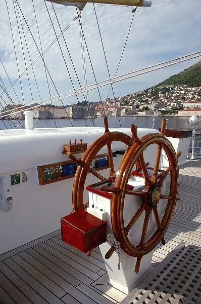 Croatia, Dubrovnik, Royal Clipper helm