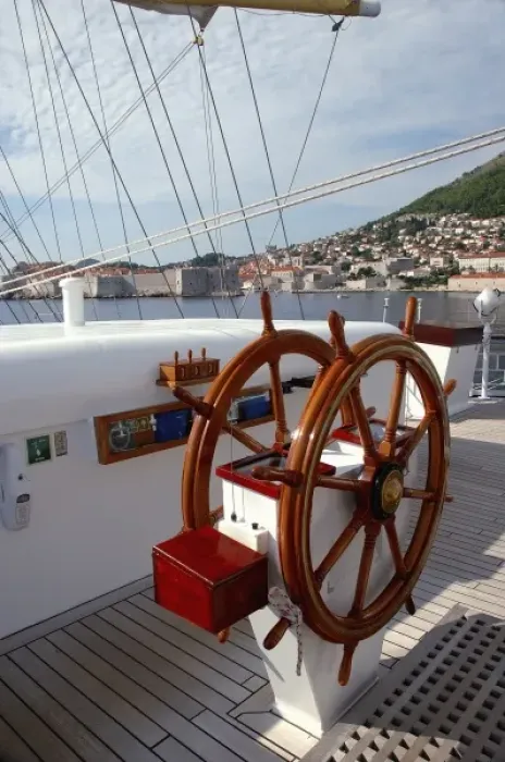 Framed Print : Croatia, Dubrovnik, Royal Clipper helm Framed Print : Croatia, Dubrovnik, Royal Clipper helm