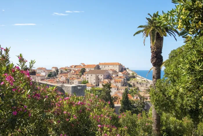 Framed Print : Croatia, Dubrovnik. View from hill above walled city Framed Print : Croatia, Dubrovnik. View from hill above walled city
