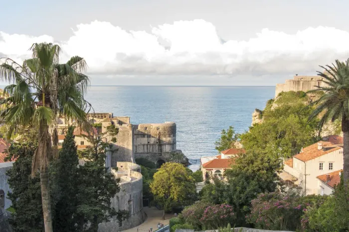 Framed Print : Croatia, Dubrovnik. Walled old city and Fort St. Lawrence. Adriatic