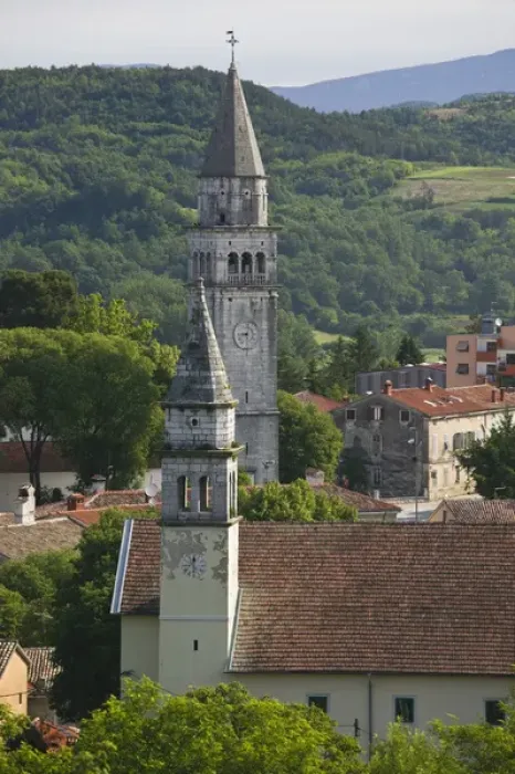 Framed Print : CROATIA, Istria, PAZIN. Town Churches  /  Morning