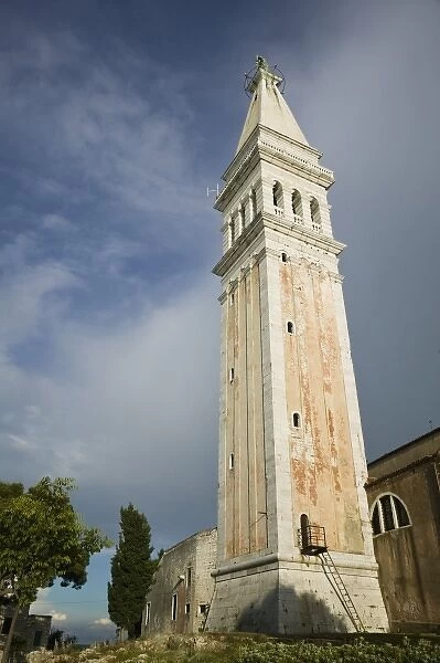 Croatia, Istria, ROVINJ. Cathedral of St. Euphemia Tower (b. 1736-largest baroque