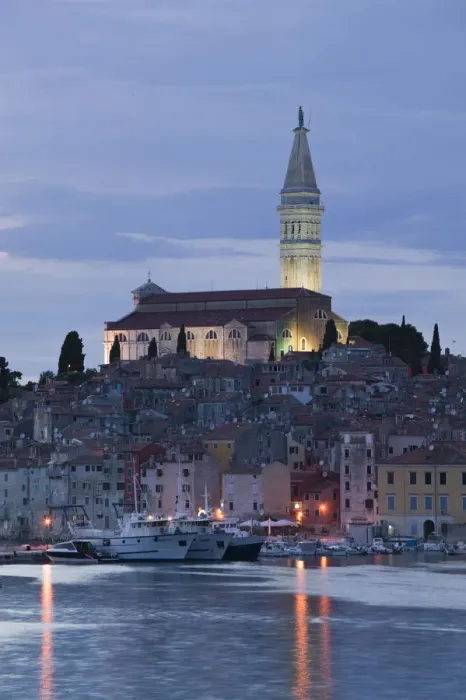 Framed Print : CROATIA, Istria, ROVINJ. ROVINJ harbor view with Cathedral of St. Euphemia / Evening Framed Print : CROATIA, Istria, ROVINJ. ROVINJ harbor view with Cathedral of St. Euphemia / Evening