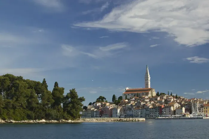 Framed Print : CROATIA, Istria, ROVINJ. ROVINJ harbor view with Cathedral of St. Euphemia / Morning Framed Print : CROATIA, Istria, ROVINJ. ROVINJ harbor view with Cathedral of St. Euphemia / Morning
