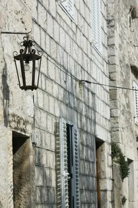Framed Print : CROATIA, Kvarner Region, RAB ISLAND, RAB TOWN. Streetlight on Gorna Street