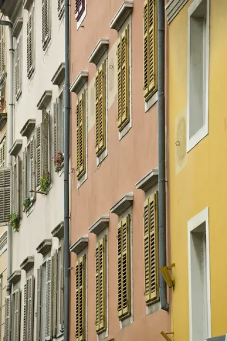 Framed Print : CROATIA, Kvarner Region, RIJEKA. Building detail on the Korzo Pedestrian Street