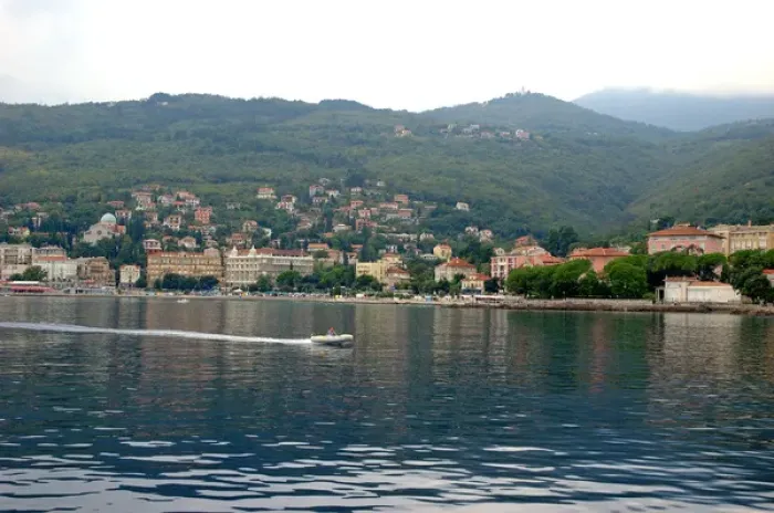 Framed Print : 05. Croatia, Opatija, sea view of downtown area