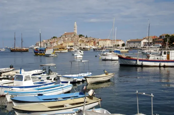 Framed Print : CROATIA. ROVINJ. General view with St. Euphemia Church. Istrian Peninsula