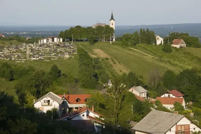 Framed Print : CROATIA, Samoborsko Gorje Region, PLESIVICA. Hilly countryside near SAMOBOR