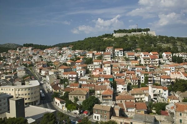 Croatia, Sibenik-Knin Region, SIBENIK. Town Buildings from the St. Ana Fortress
