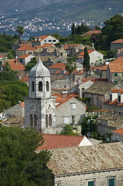 CROATIA, Southern Dalmatia, CAVTAT. Town View with St. Nikola Church