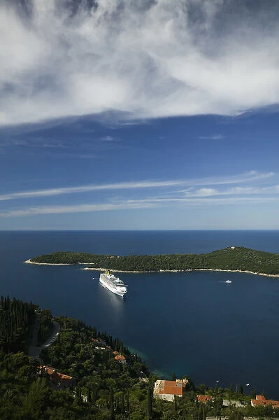 CROATIA, Southern Dalmatia, DUBROVNIK. Cruise Ship outside of DUBROVNIK