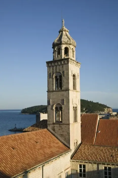 Framed Print : Croatia-Southern Dalmatia-Dubrovnik. Old Town Dubrovnik- Belltower of the Dominican
