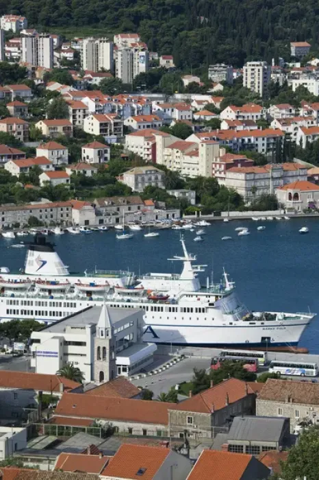 Framed Print : CROATIA-Southern Dalmatia-DUBROVNIK: Dalmatian Ferry in the port of GRUZ