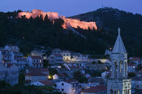 CROATIA, Southern Dalmatia, HVAR Island, HVAR TOWN. Fortress Spanjol and Tower of St
