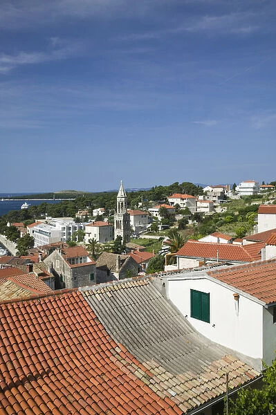 CROATIA, Southern Dalmatia, Hvar Island, Hvar Town. Overview of Hvar Town