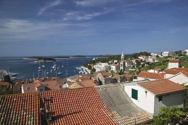 Croatia-Southern Dalmatia-Hvar Island-Hvar Town: Overview of Hvar Town