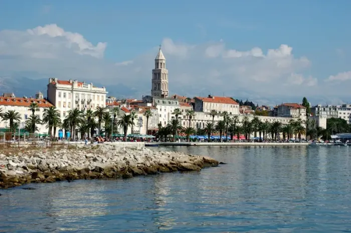 Framed Print : 05. Croatia, Split, coastal view of popular embankment