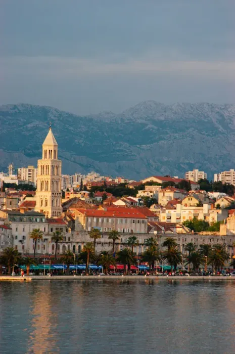 Framed Print : Croatia- Split, view of town and Diocletians ferry from Marjan Hotel near marina