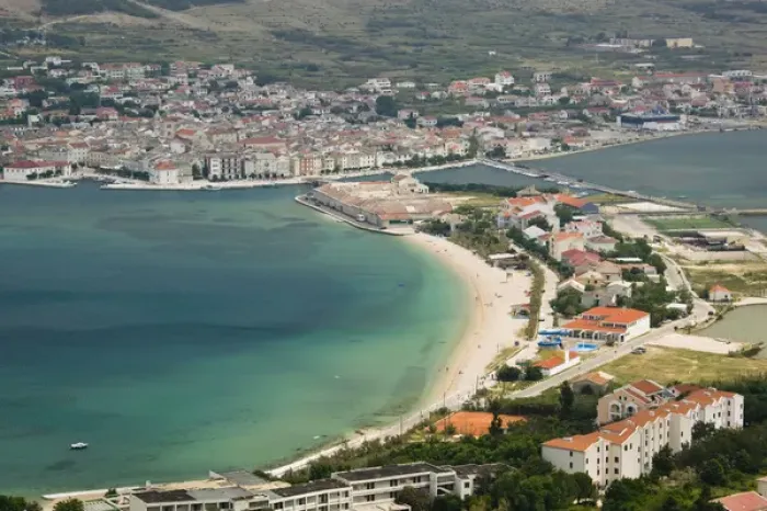 Framed Print : Croatia, Zadar Region, Pag Island, Pag Town. Pag Island View