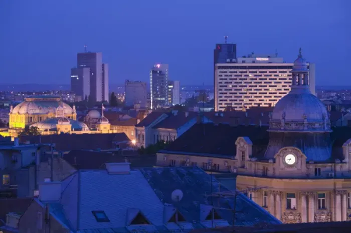 Framed Print : Croatia-Zagreb. City View from Upper Town / Evening Framed Print : Croatia-Zagreb. City View from Upper Town / Evening